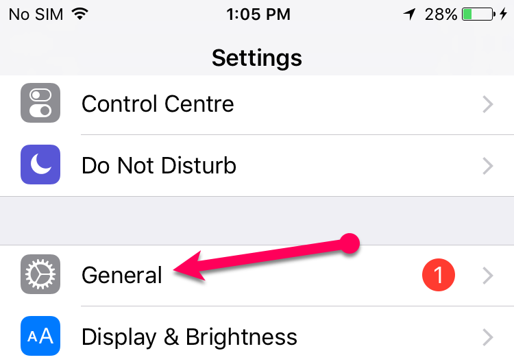 iOS settings